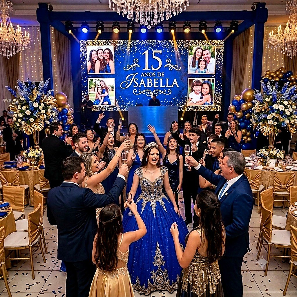 Aniversário e debutante com painel LED