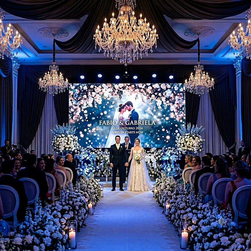 Casamento com painel LED